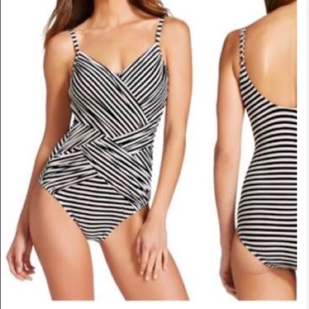 Merona Striped One Piece Bathing Suit